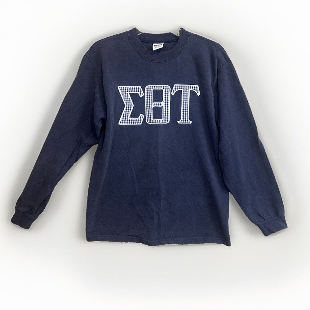 Vintage Y2K Fraternity Sig Tau Top Long Sleeve Cotton Shirt Greek Men's Medium